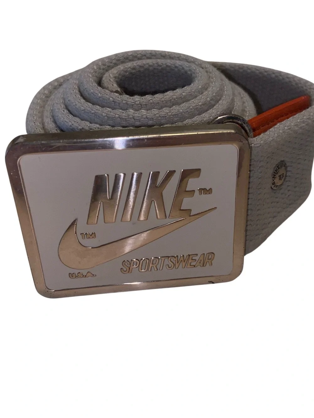 Vintage Nike Belt Brass Buckle Mens Large Orange Label Rare Limited Release 44”